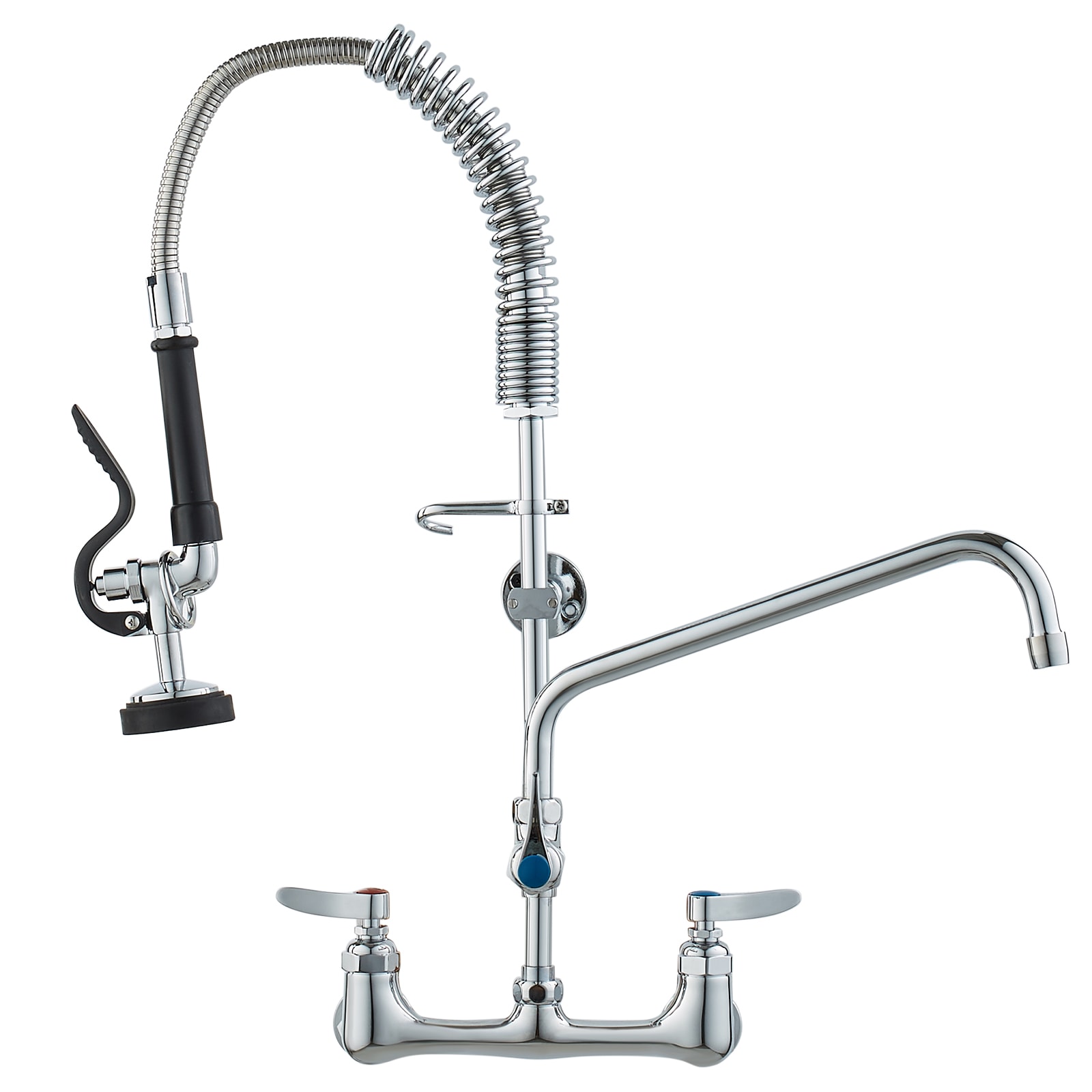 Commercial Kitchen Faucet With Pre-rinse Sprayer And Swing Spout_voghion.com